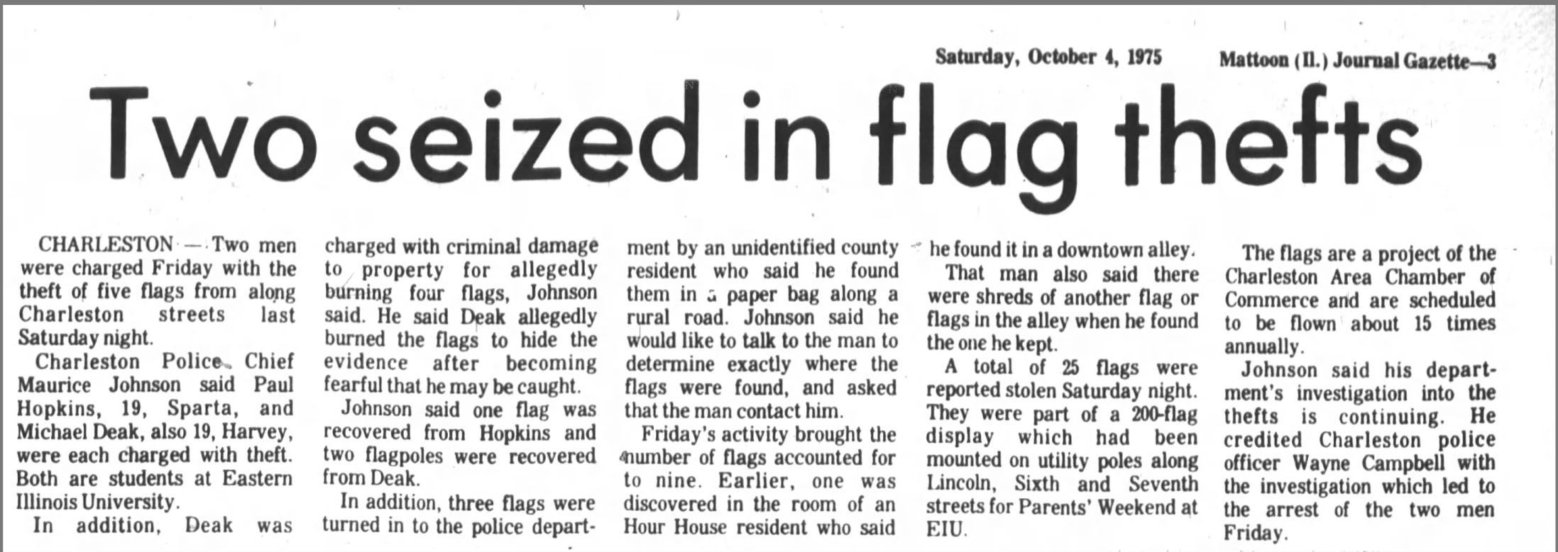 Two seized in flag thefts